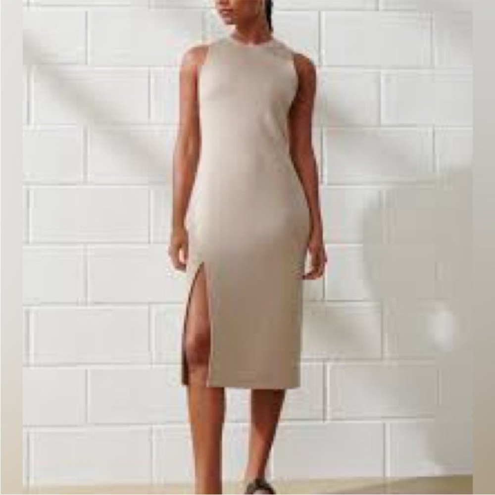 Abercrombie & Fitch Beige Midi Tank Dress with Side Slit